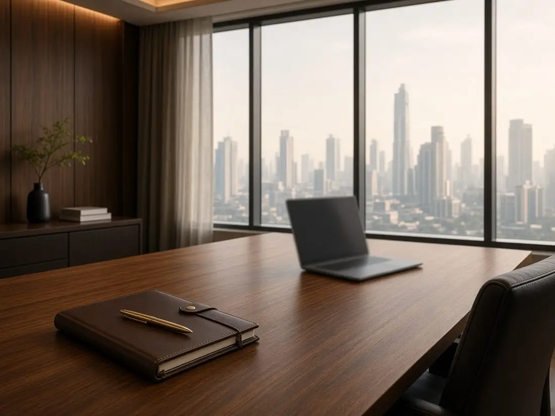 Private meeting room overlooking the Mumbai skyline