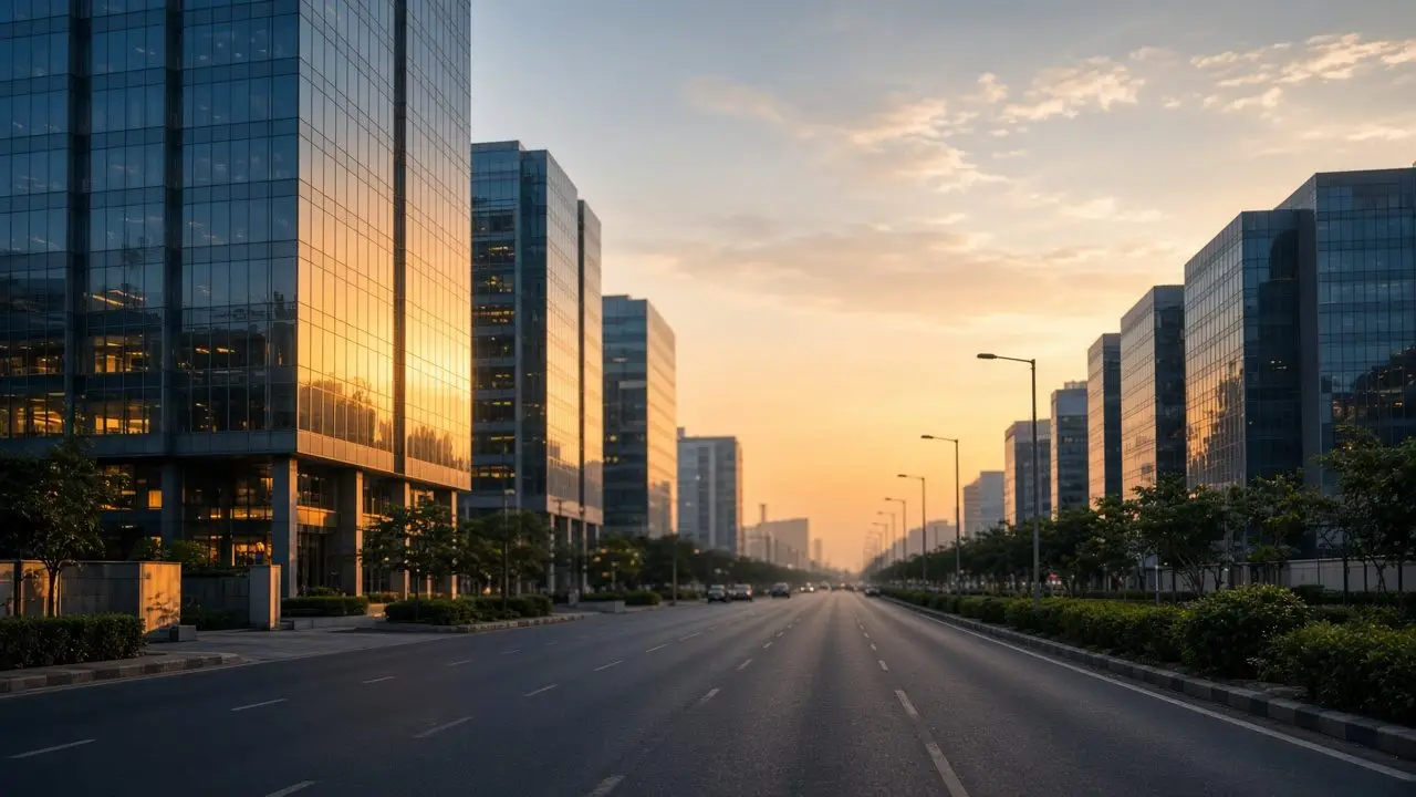 Bandra Kurla Complex in Mumbai at golden hour
