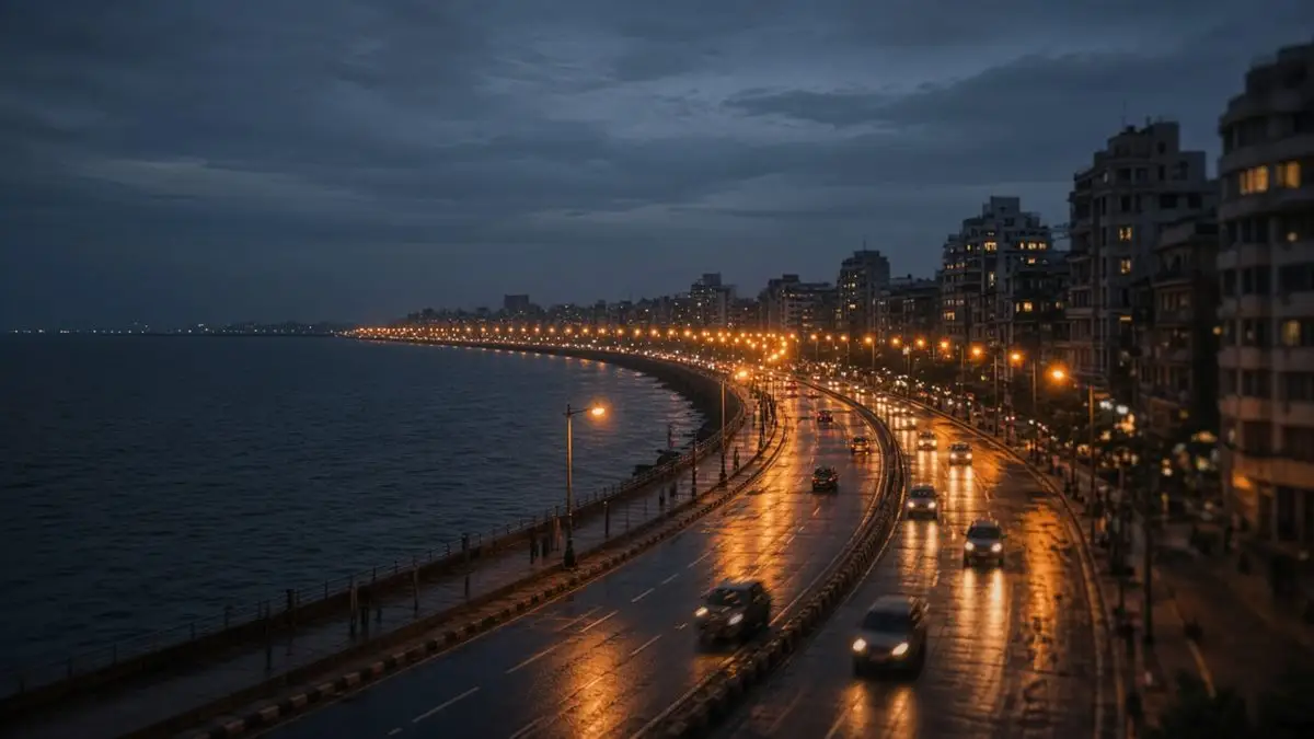 Marine Drive in Mumbai at dusk
