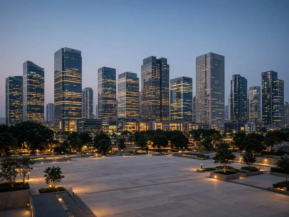 Gurugram skyline at blue hour